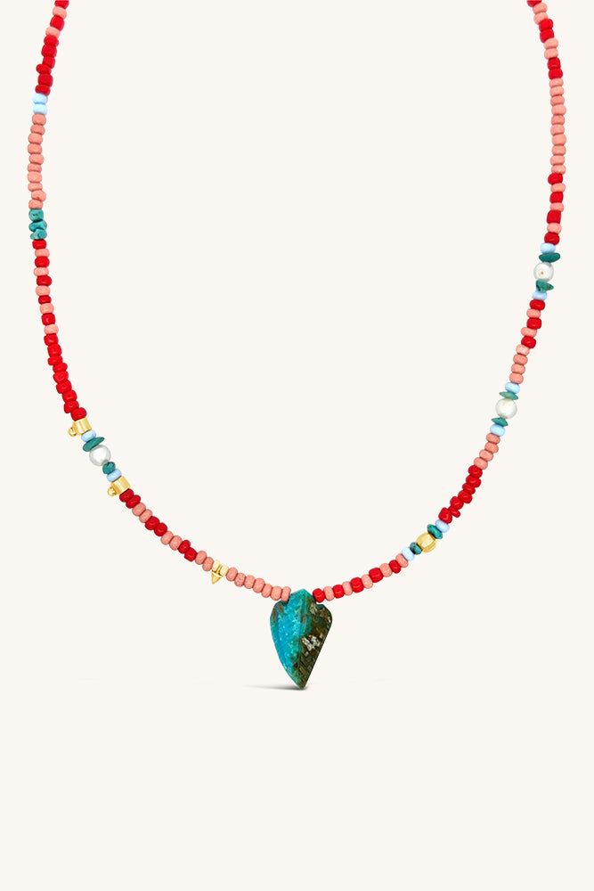 beaded turquoise feather handmade necklace sierra winter