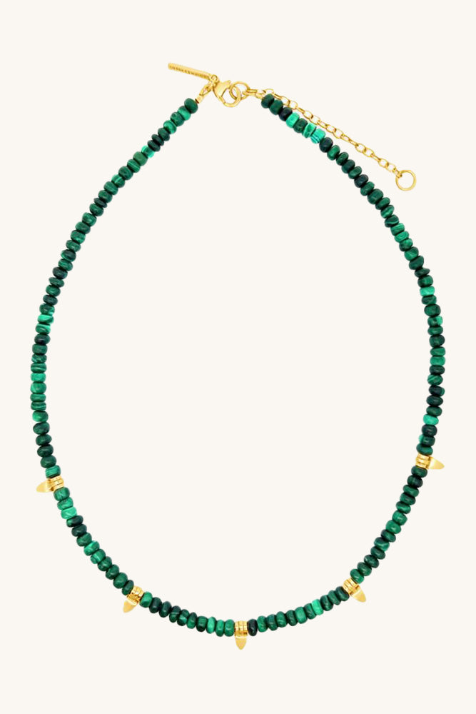 malachite and gold beaded green boa necklace sierra winter