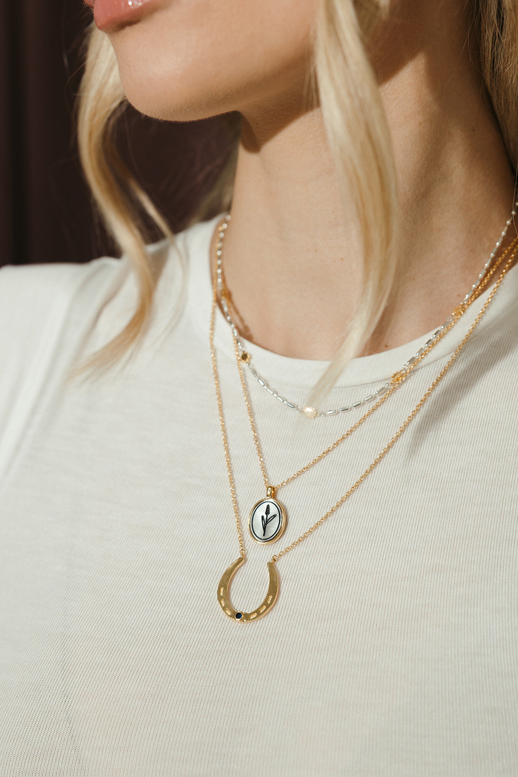 large gold horseshoe blue sapphire necklace sierra winter