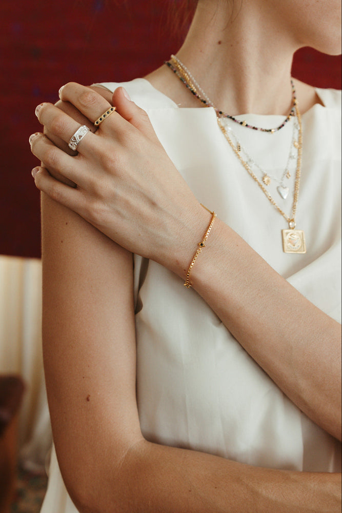 sierra winter gold vermeil and black spinel stardust box chain bracelet