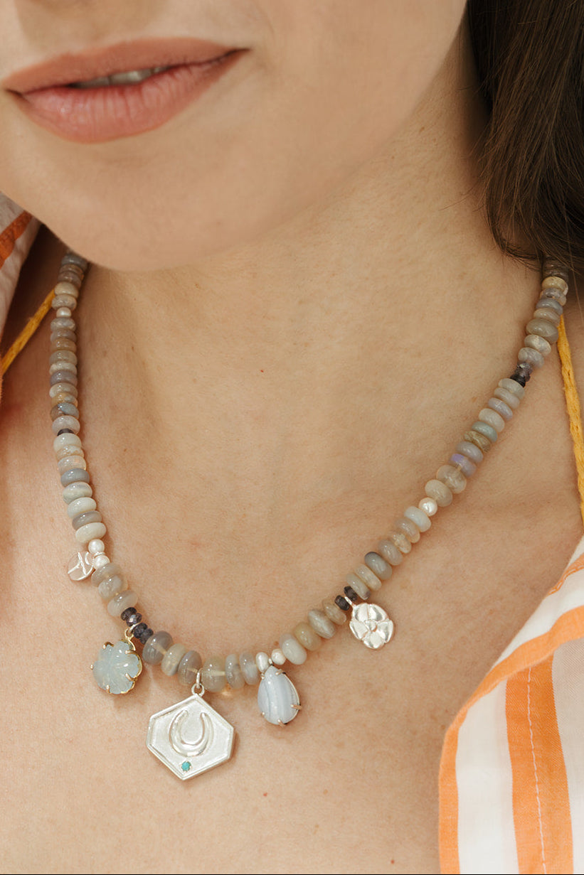 handmade beaded australian opal blue lace agate necklace sierra winter