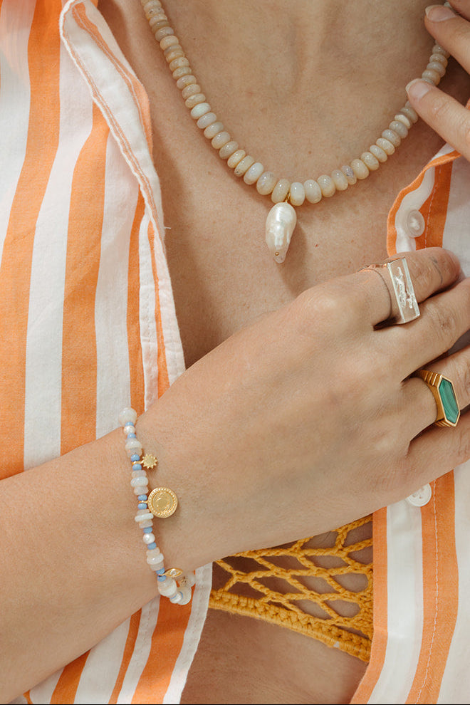 australian opal beaded bracelet pearl turquoise gold sierra winter