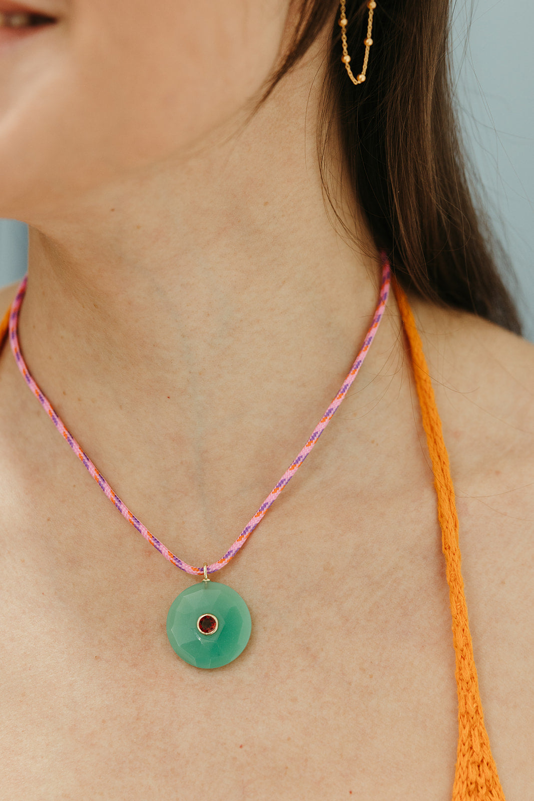 pink paracord chrysoprase garnet gemstone necklace sierra winter