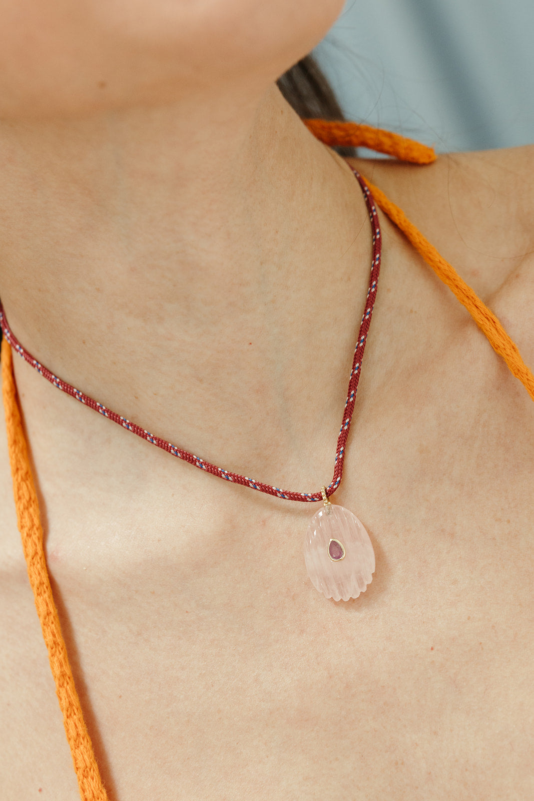 maroon paracord pink quartz garnet gemstone necklace sierra winter