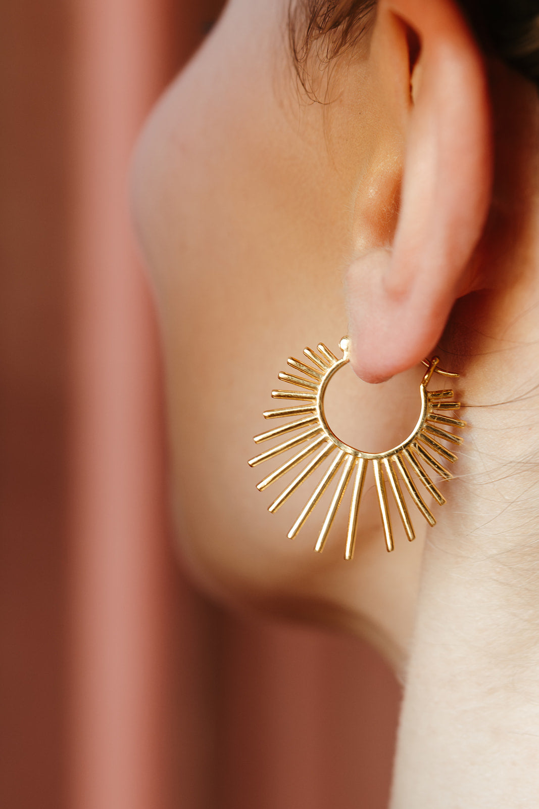 gold statement golden hour spike hoop earrings sierra winter