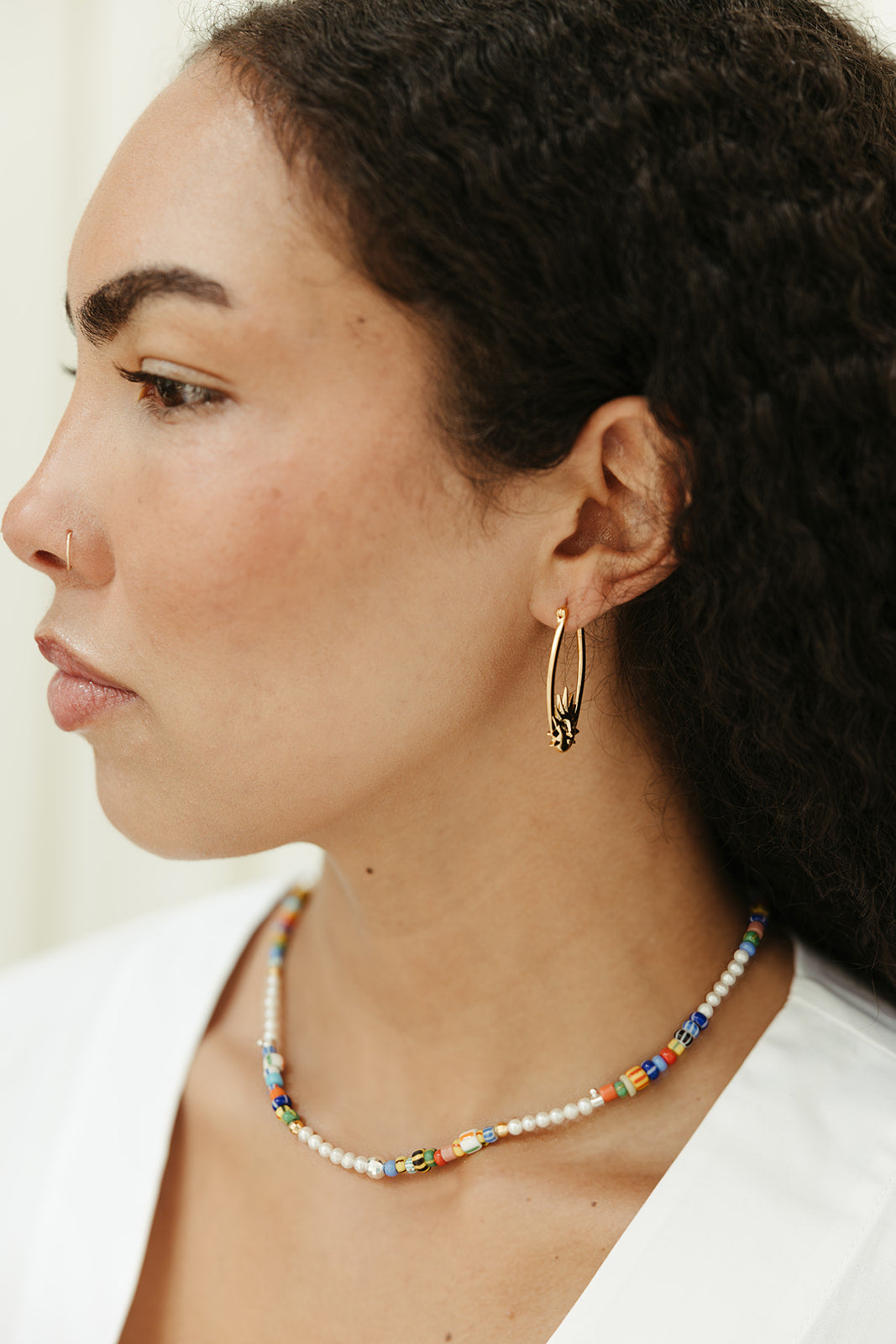 handmade beaded pearl and multicolor simone necklace sierra winter