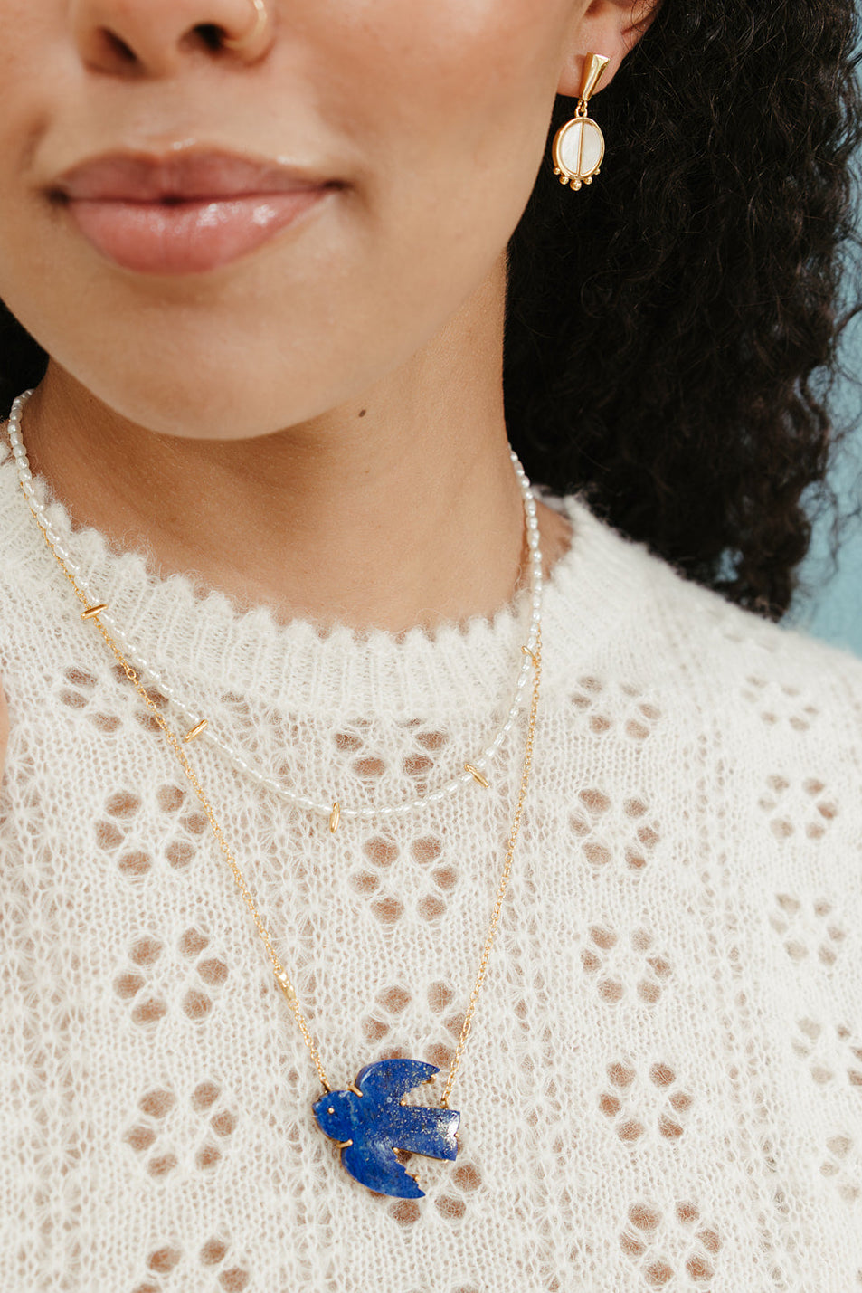 gold dainty chain white topaz evil eye necklace free spirit bird pendant necklace