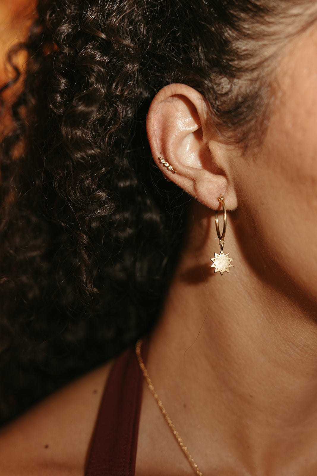 gold vermeil luster hoops with star dangle charm sierra winter