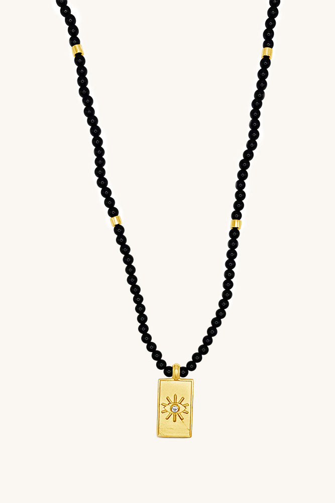 
                      
                        black agate and gold vermeil beaded Cheyenne Necklace
                      
                    