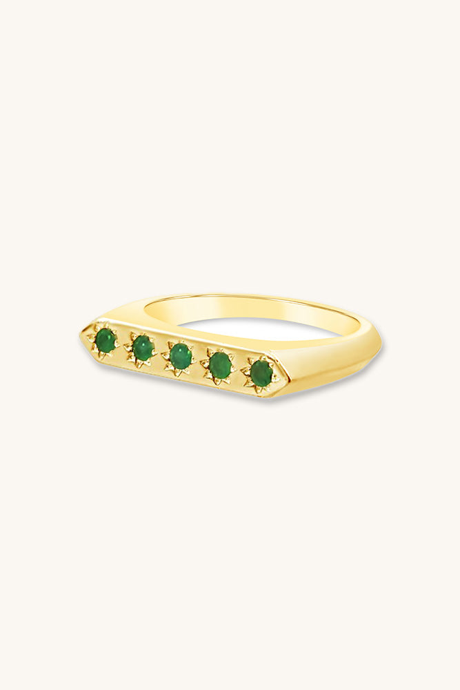 
                      
                        sierra winter gold vermeil emerald constellation thin stacking band ring
                      
                    