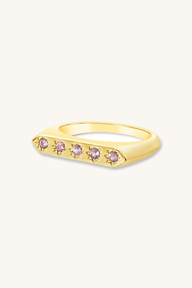 
                      
                        sierra winter gold vermeil pink sapphire constellation thin stacking band ring
                      
                    