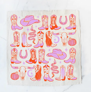 Cowgirl Boots Tea Towel in Desert Rose