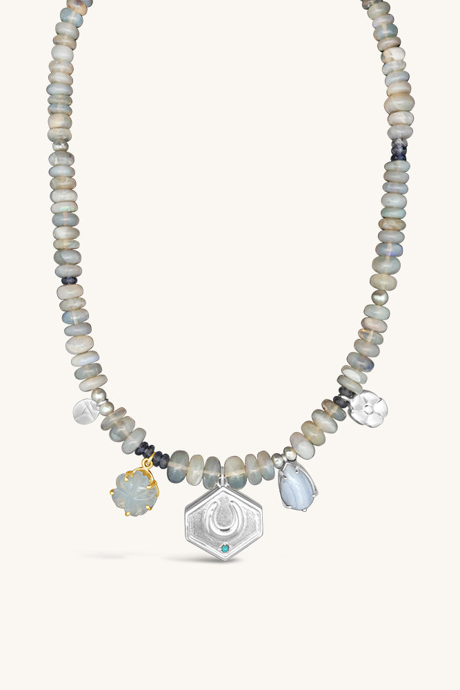 handmade beaded australian opal blue lace agate necklace sierra winter