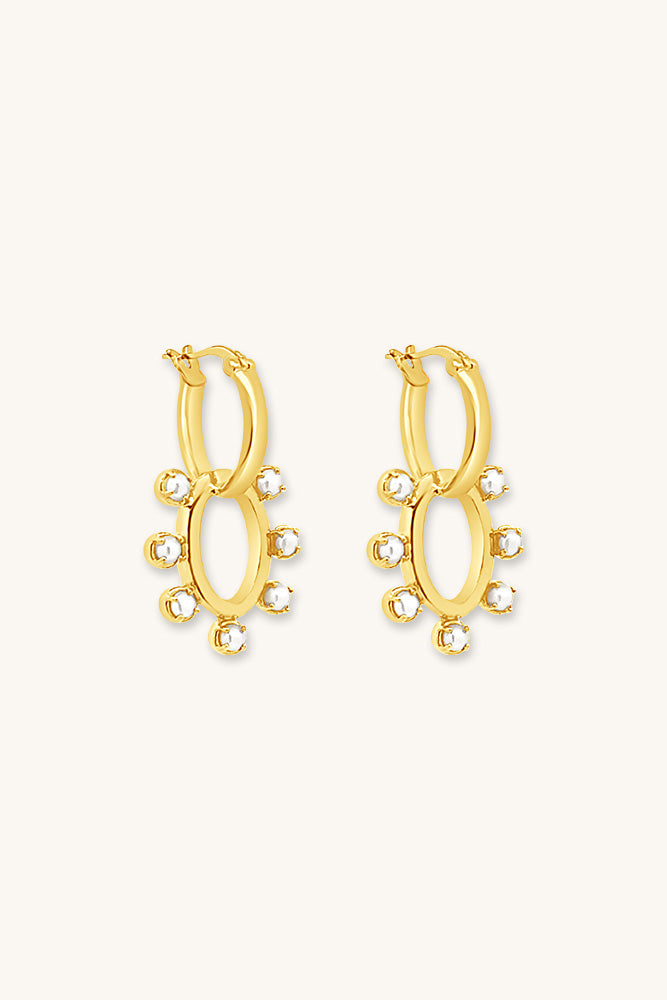 sierra winter gold and pearl dolly drop hoop earrings