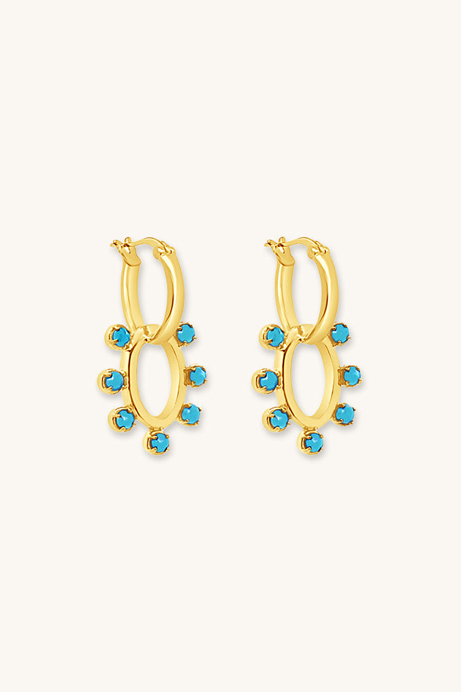 gold vermeil and turquoise dolly drop hoop earrings sierra winte