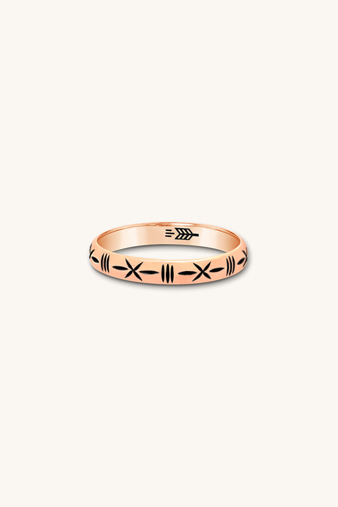 dainty 14k rose gold etched dust devil ring sierra winter