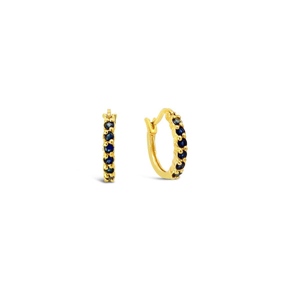 blue sapphire gold huggie hoop earrings september birthstone sierra winter