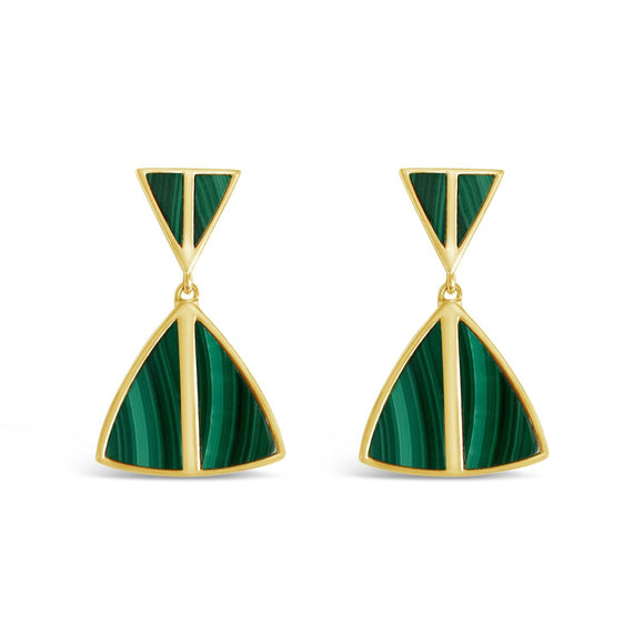 malachite and gold statement jolene earrings