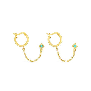 gold and turquoise thelma & louise huggie chain hoops sierra winter