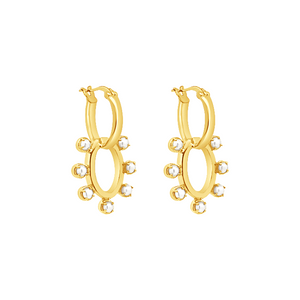 sierra winter gold and pearl dolly drop hoop earrings