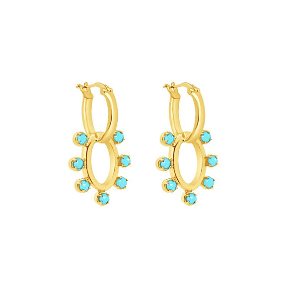gold vermeil and turquoise dolly drop hoop earrings sierra winter
