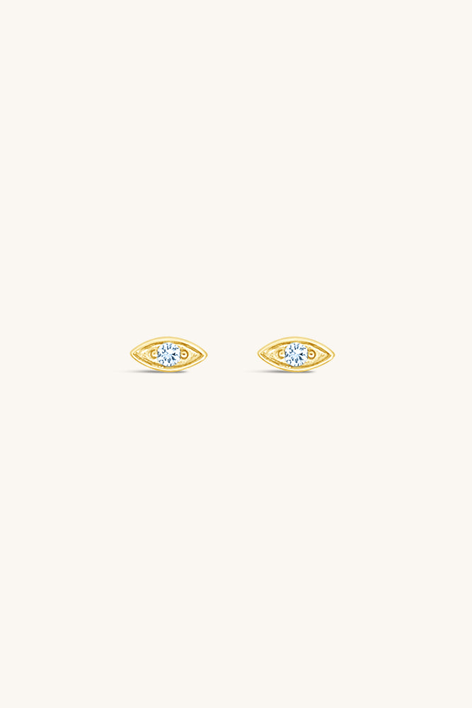 gold vermeil and aquamarine evil eye birthstone stud earrings