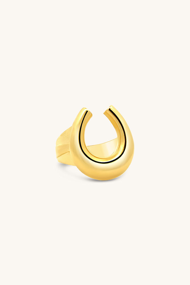 sierra winter easy rider chunky horseshoe statement ring gold vermeil