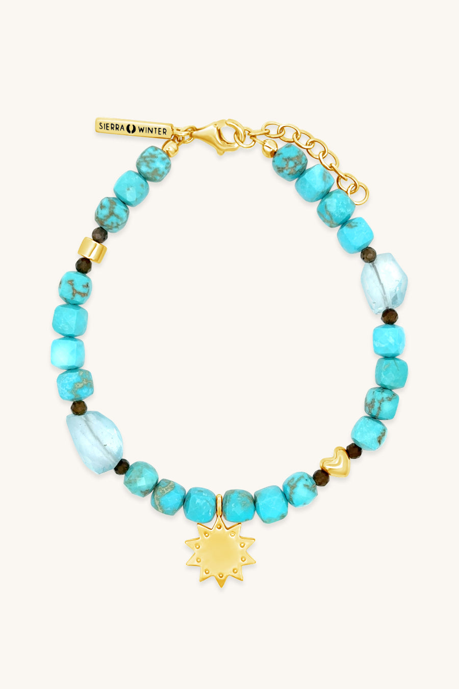handmade beaded december turquoise blue topaz bracelet with gold charm sierra winter