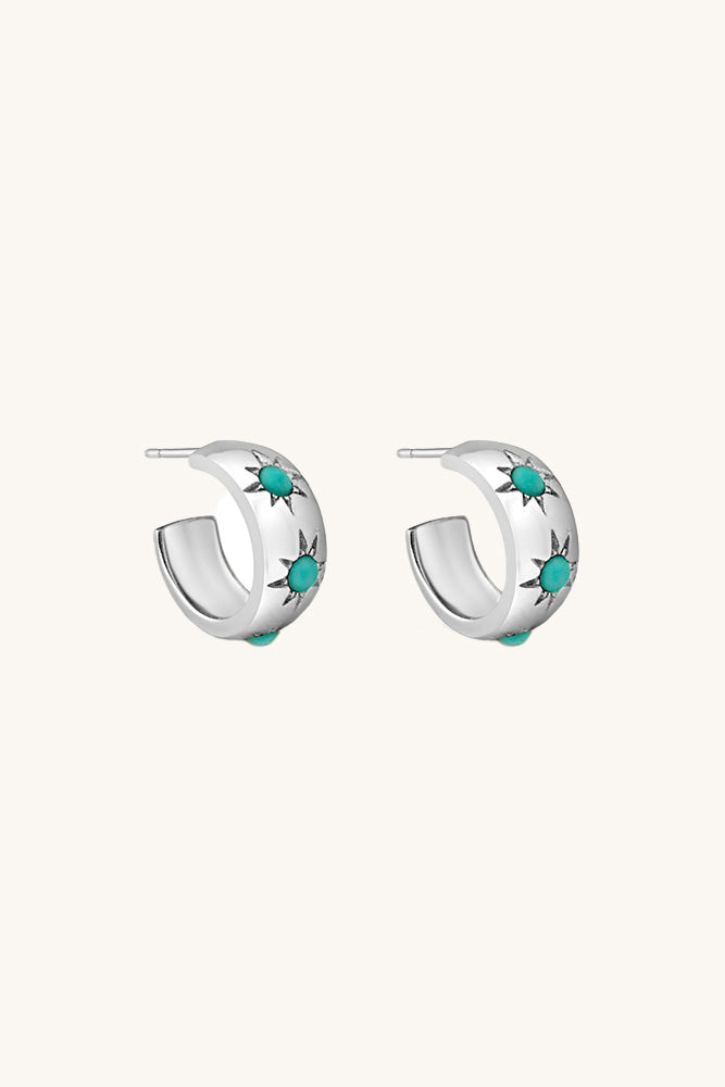 sierra winter silver and turquoise thick small eve hoops