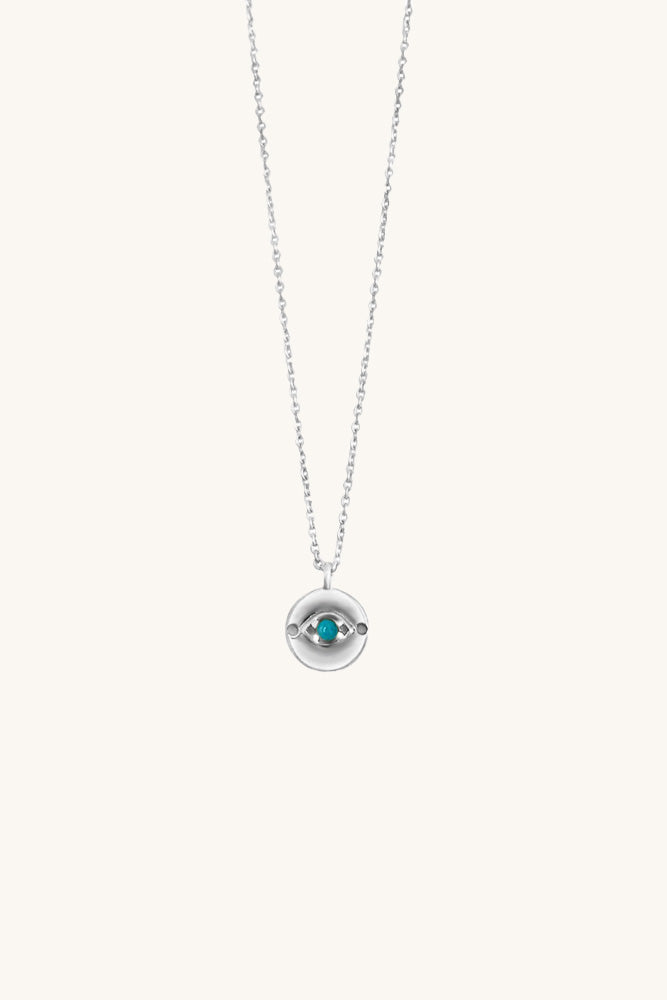 sterling silver and turquoise dainty evil eye necklace