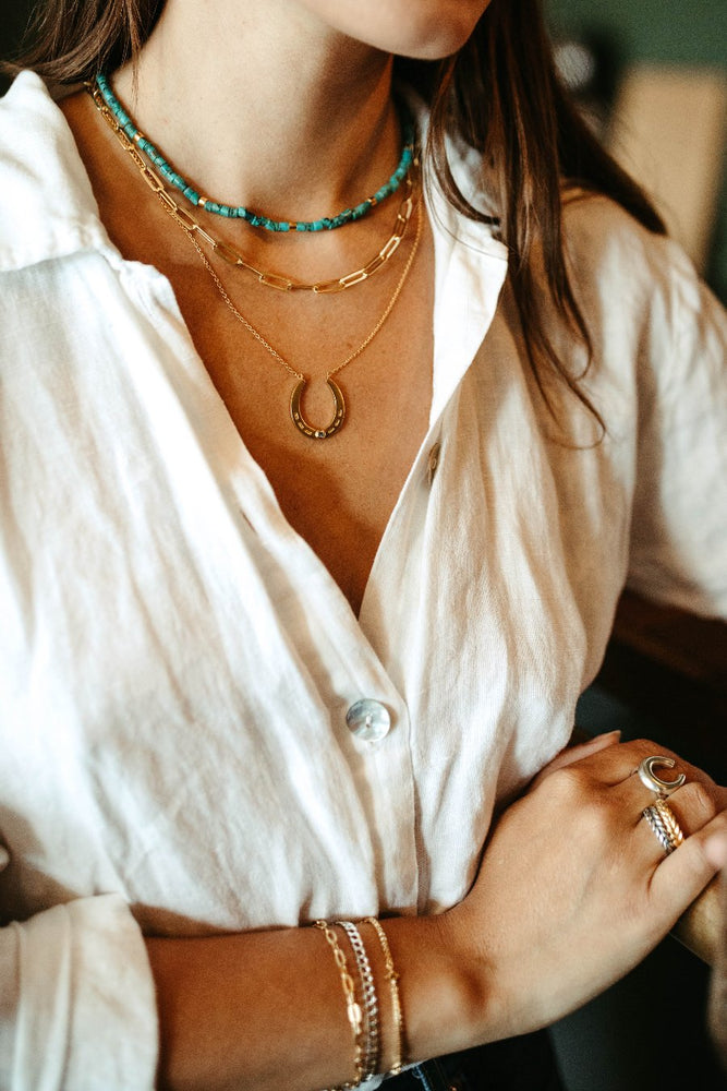 
                      
                        gold vermeil and blue sapphire horseshoe Oakley Necklace
                      
                    