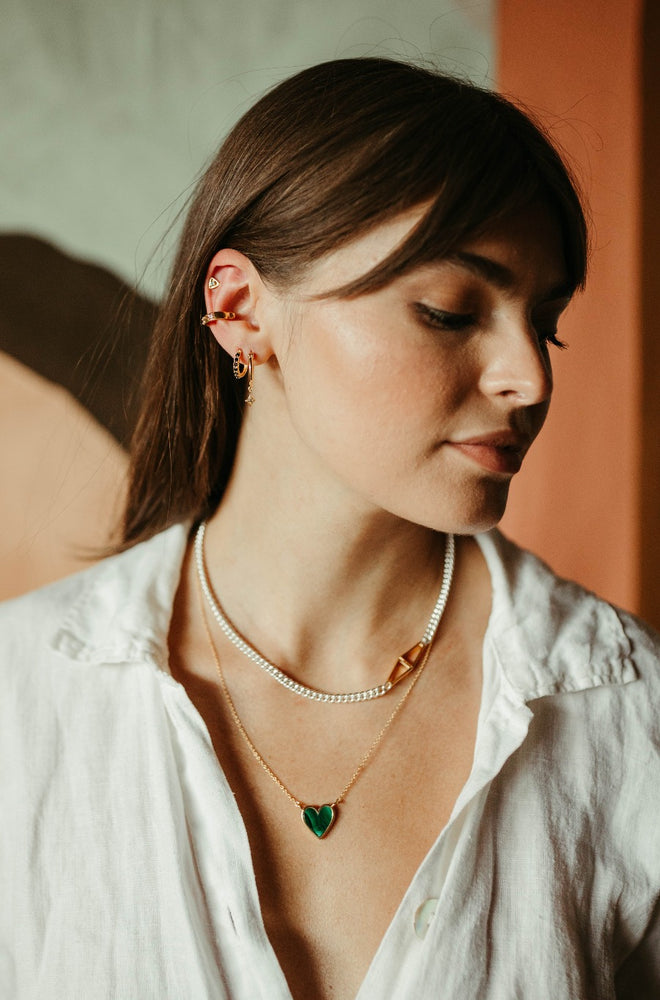 
                      
                        gold vermeil and malachite heart pendant Lovestruck Necklace
                      
                    