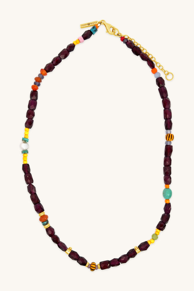 handmade garnet beaded multicolor funky fresh necklace sierra winter