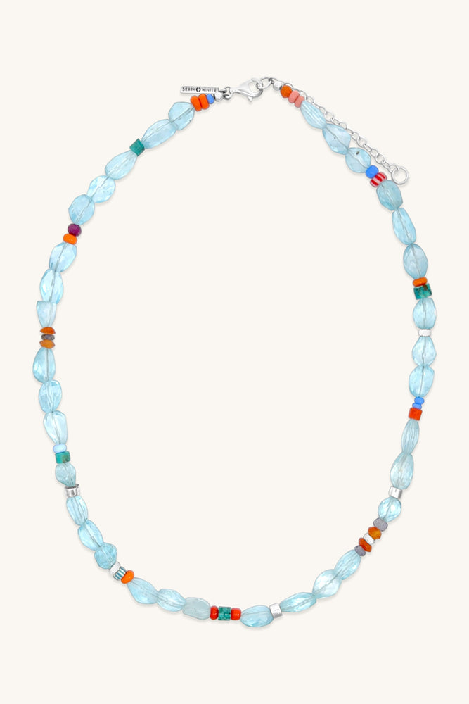 handmade blue topaz beaded funky fresh necklace sierra winter