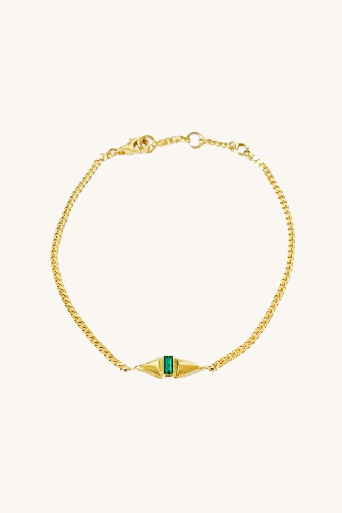 sierra winter gold vermeil emerald femme chain bracelet