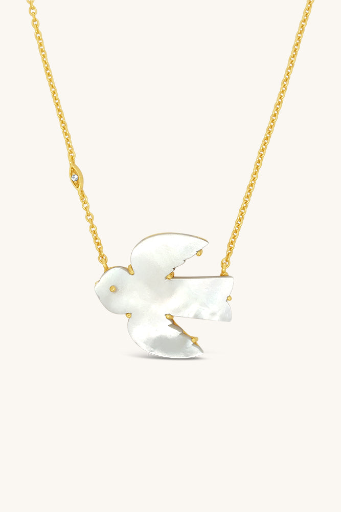sierra winter free spirit bird necklace mother of pearl