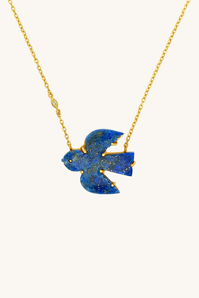 Sierra Winter lapis and gold vermeil free spirit bird pendant necklace