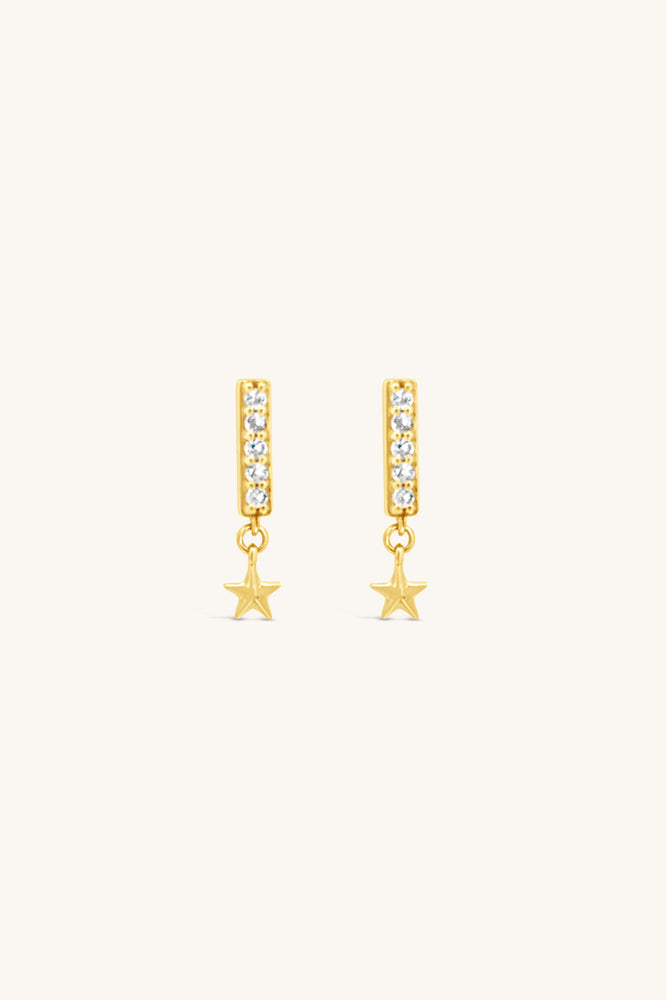 gold and white topaz french 75 earrings with star dangle sierra winter