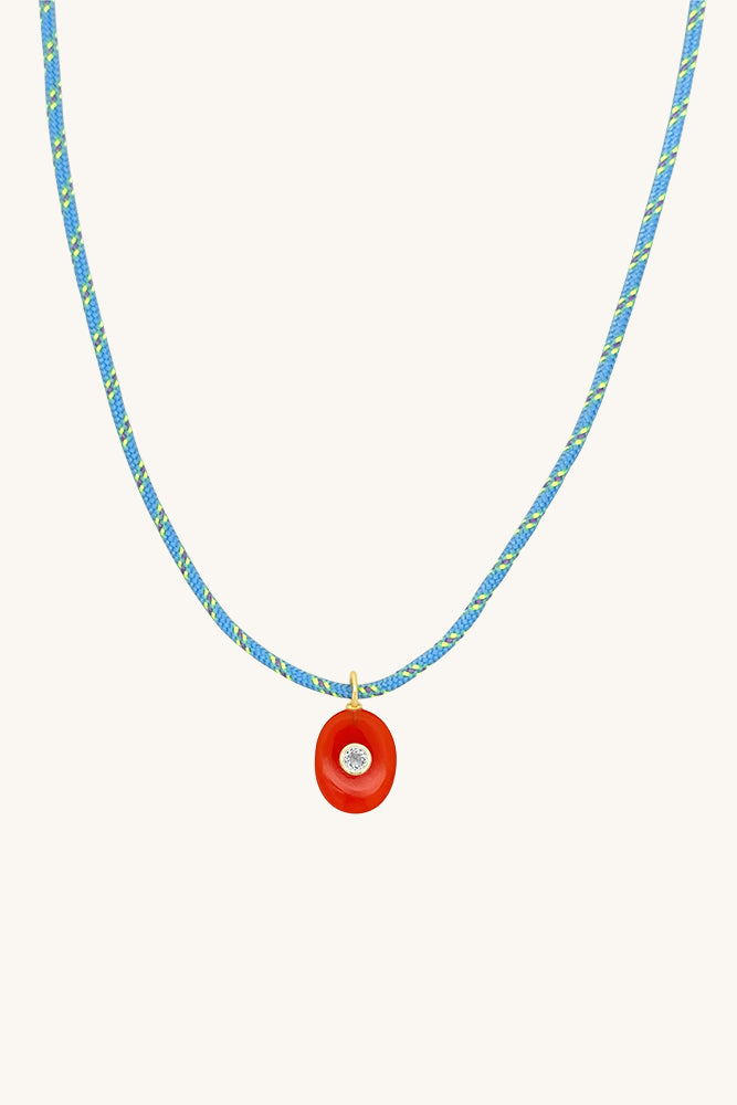 light blue paracord necklace with gemstone pendant