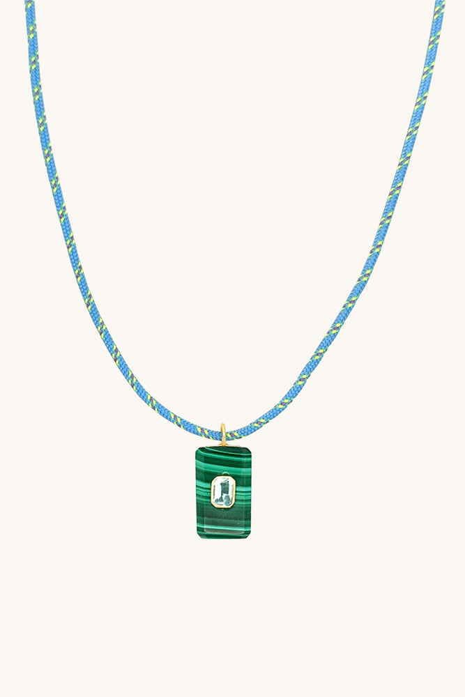 light blue paracord necklace with gemstone pendant