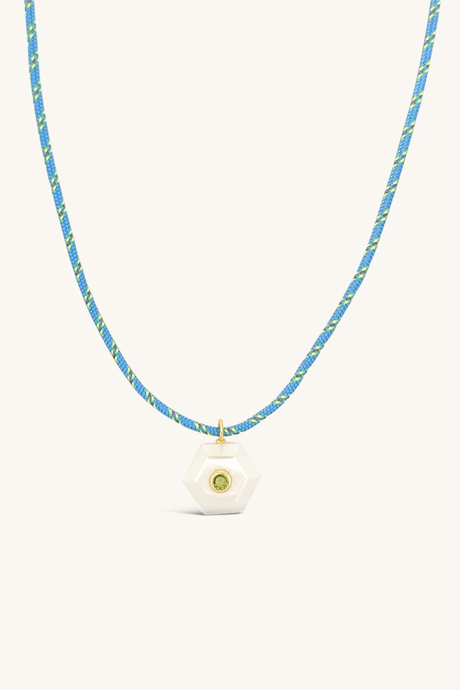 light blue paracord necklace with gemstone pendant