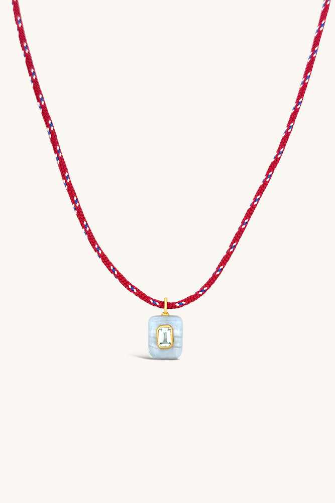 maroon paracord necklace with gem pendant