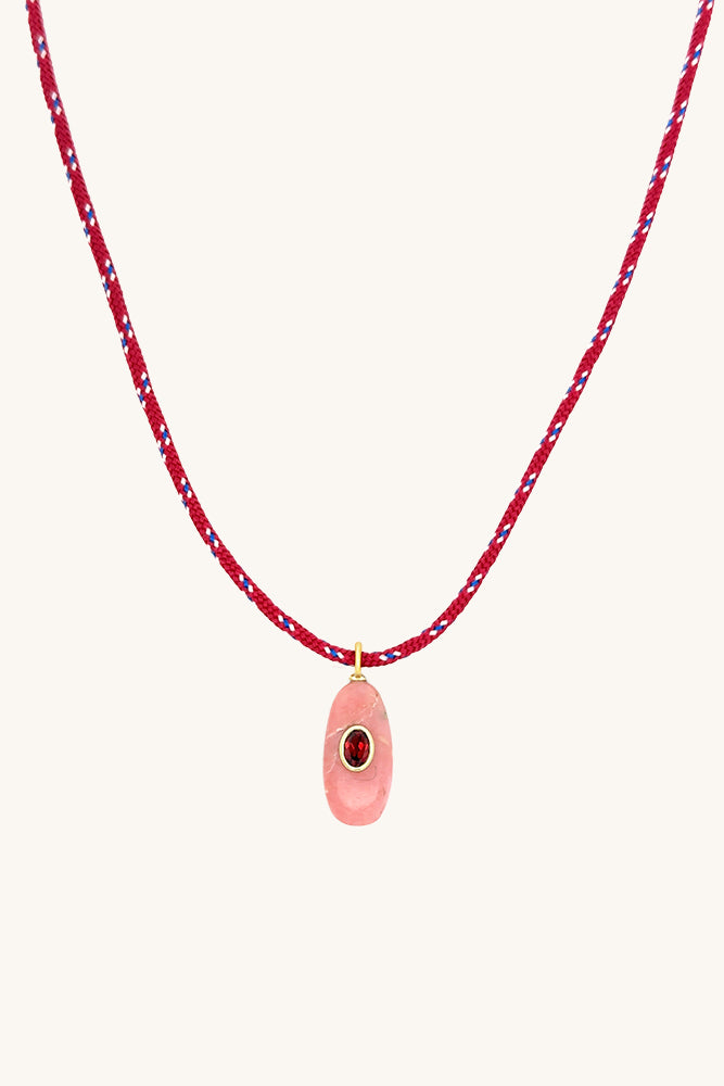 maroon paracord necklace with gem pendant