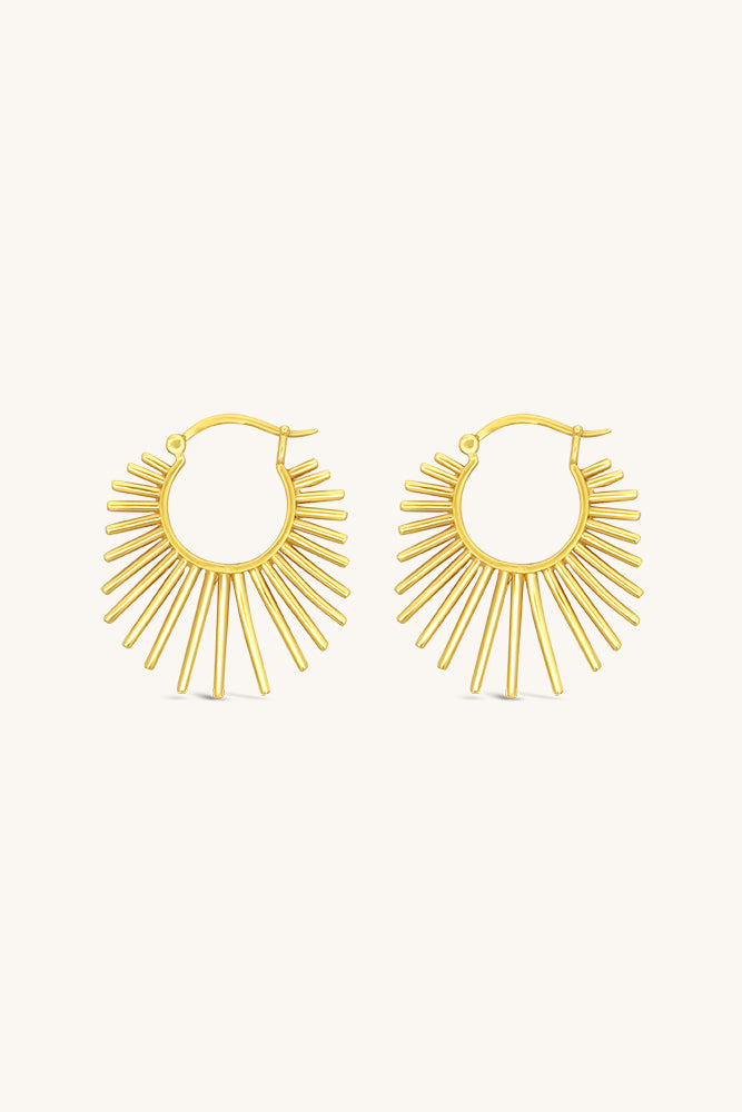 gold statement golden hour spike hoop earrings sierra winter