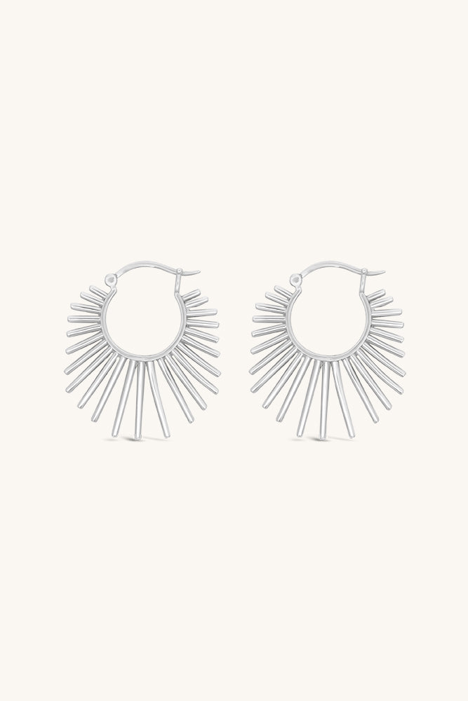 silver statement golden hour spike hoop earrings sierra winter