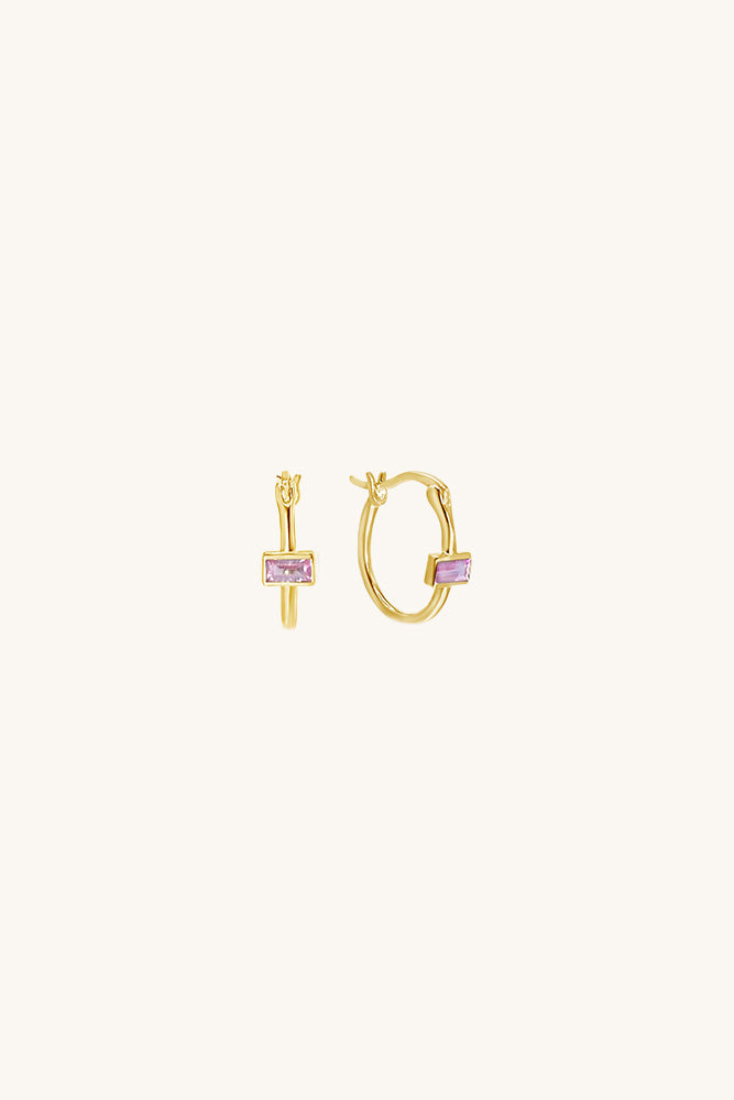 gold vermeil and pink sapphire huggie Happy Hour Hoop Earrings