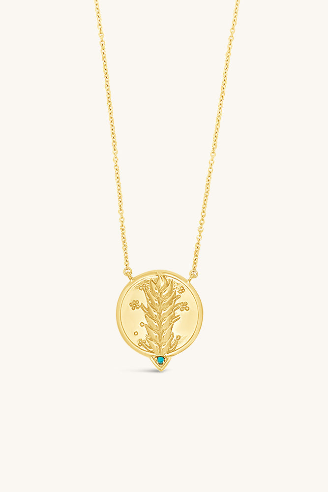 gold wheat pendant necklace