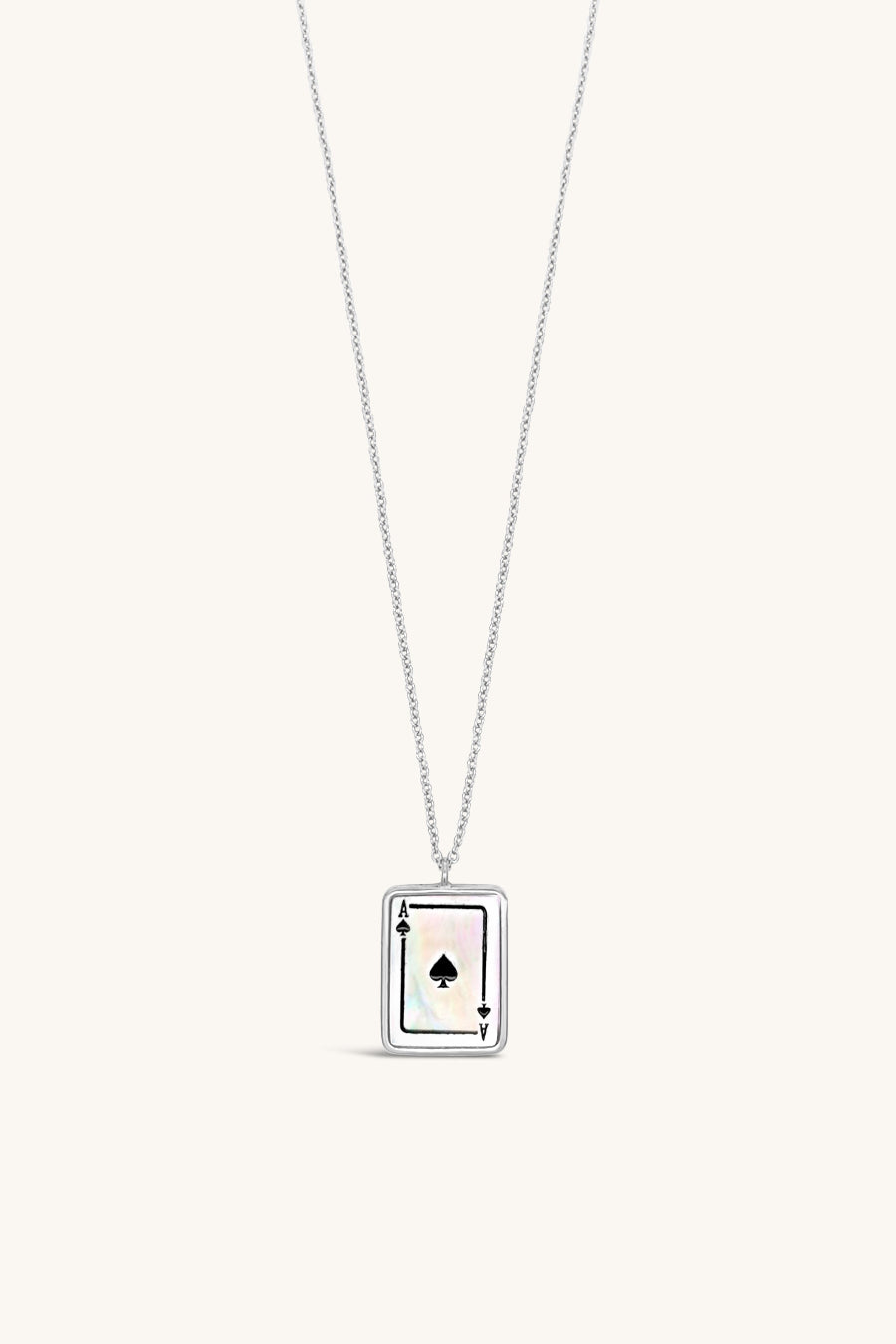 sterling silver and mother of pearl playing card inspired token necklace sierra winter