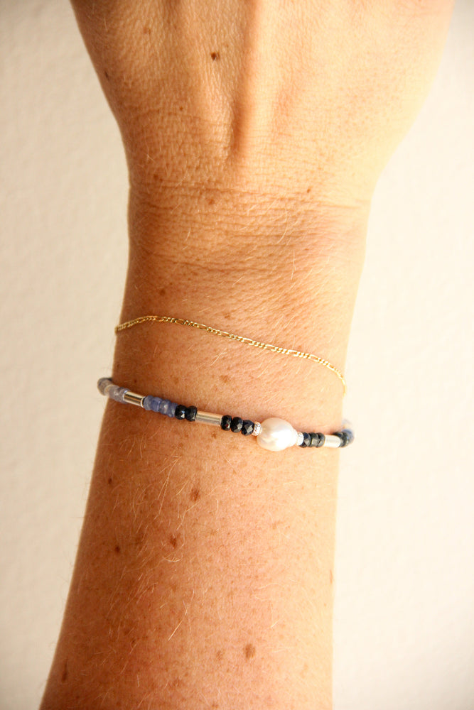 
                      
                        handmade beaded blue sapphire and sterling silver necklace
                      
                    
