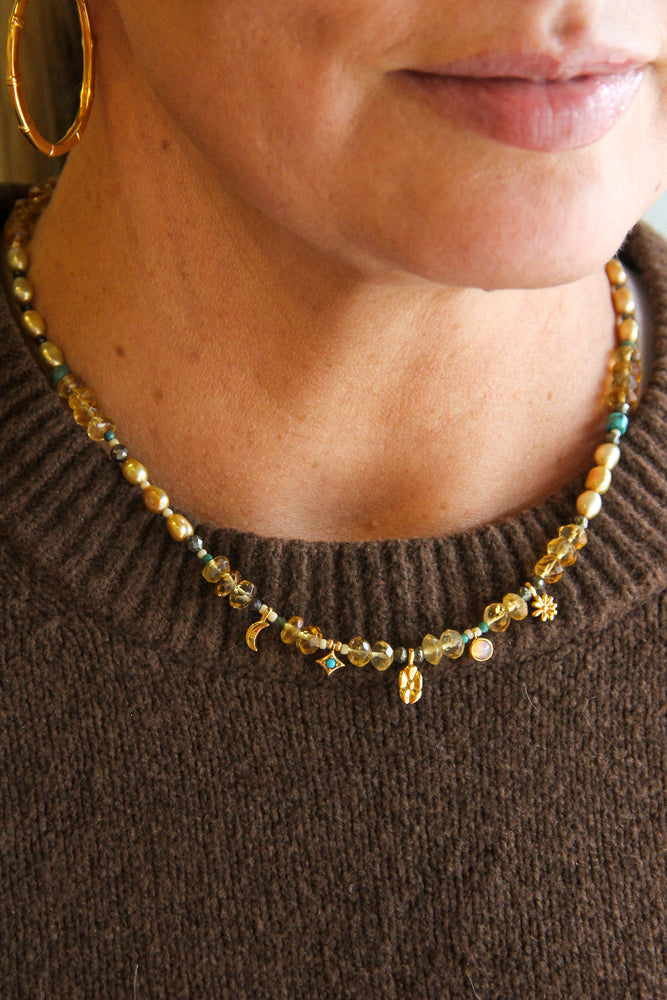 citrine and gold vermeil november birthstone handmade beaded necklace